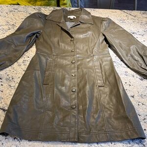 Topshop Elegant Olive Faux Leather Jacket for Women